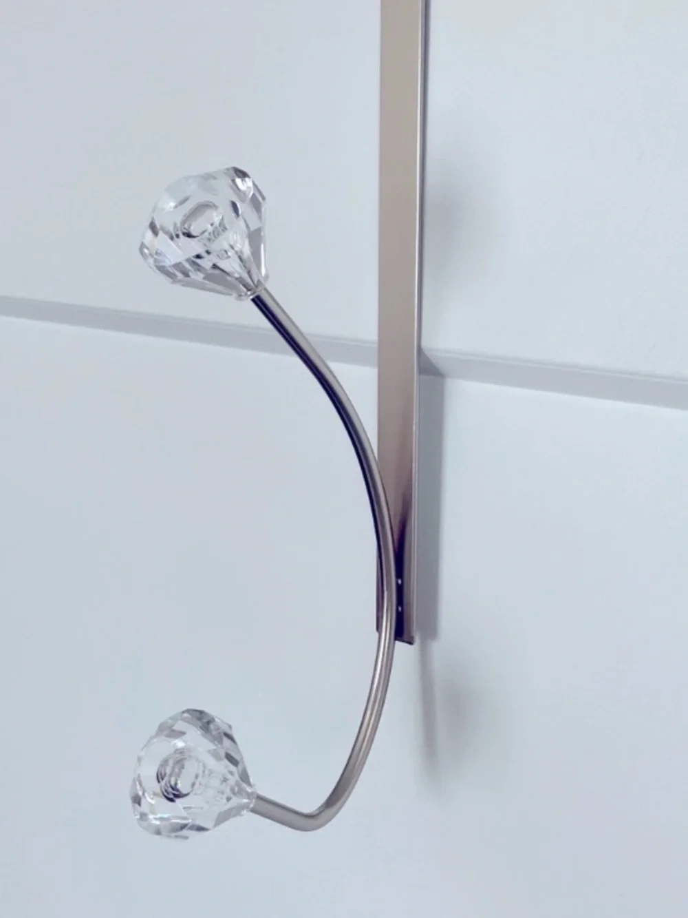 Croydex Chrome Over Door Hook Rack Crystal Knobs No Drill Bathroom Organizer 💎